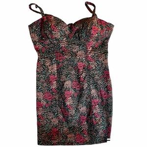 Insight Womens SZ 6 Body Con Short Sundress Multicolor Print Adjustable Straps